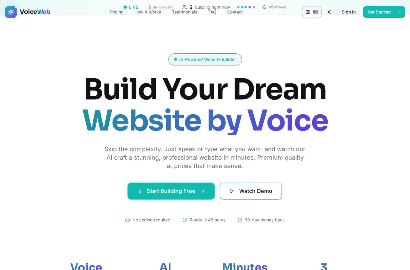 VoiceWeb Builder — build your dream website by voice