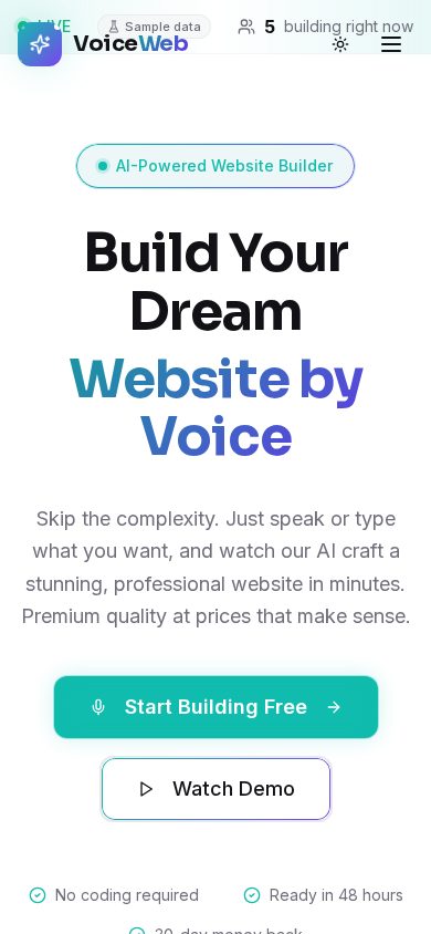 VoiceWeb Builder on mobile