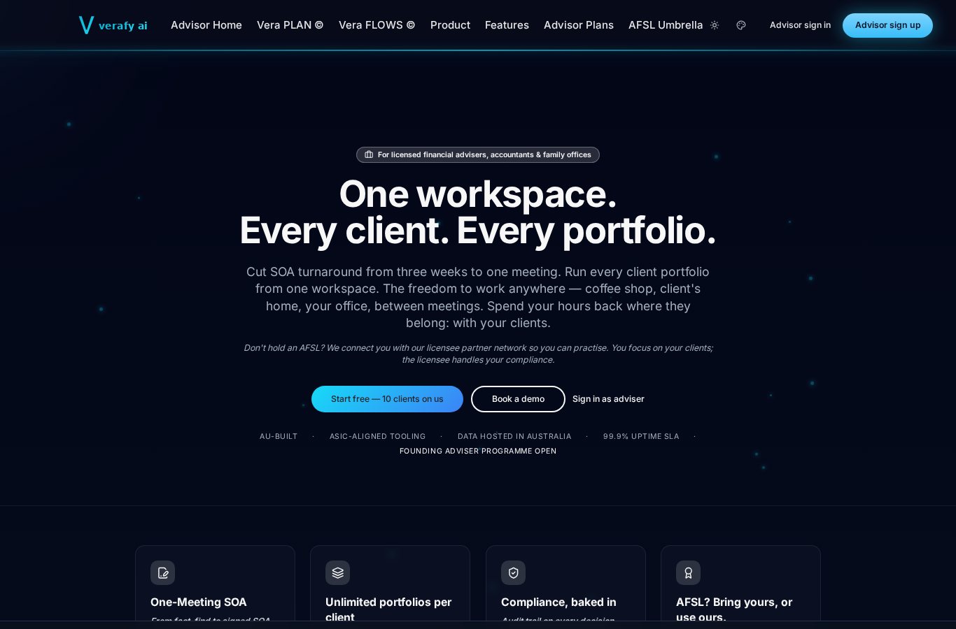 VerafyAI Advisor — AI paraplanning for advice practices